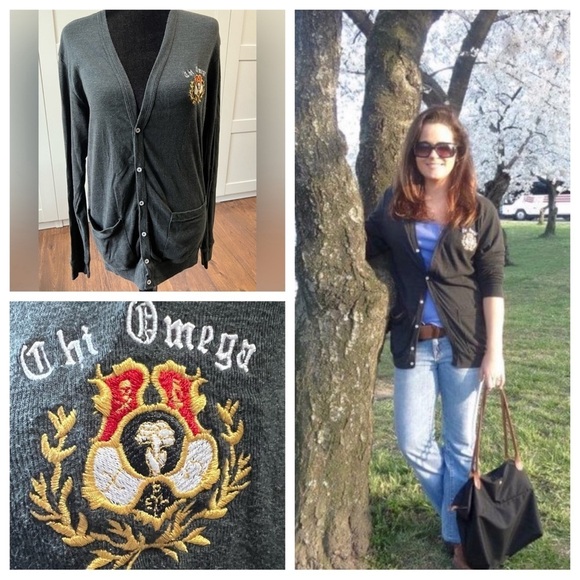 Women’s Chi Omega XO Sorority Collegiate Gray Sweater American Apparel Size M - Picture 2 of 9